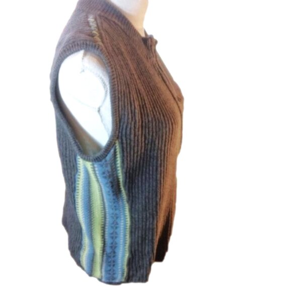 Vintage Zip Front Sleeveless Sweater/Vest with Pattern Details Size Small - Picture 2 of 9